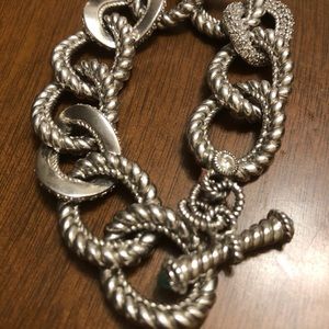 Sterling Judith Ripka chain bracelet with diamonique and gemstone accents